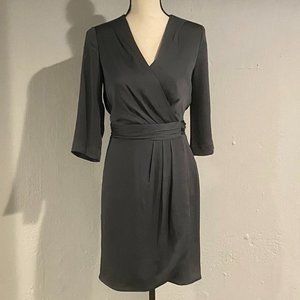 Banana Republic Gunmetal Grey 3/4 Sleeve Wrap Knee Length Dress [NWT]